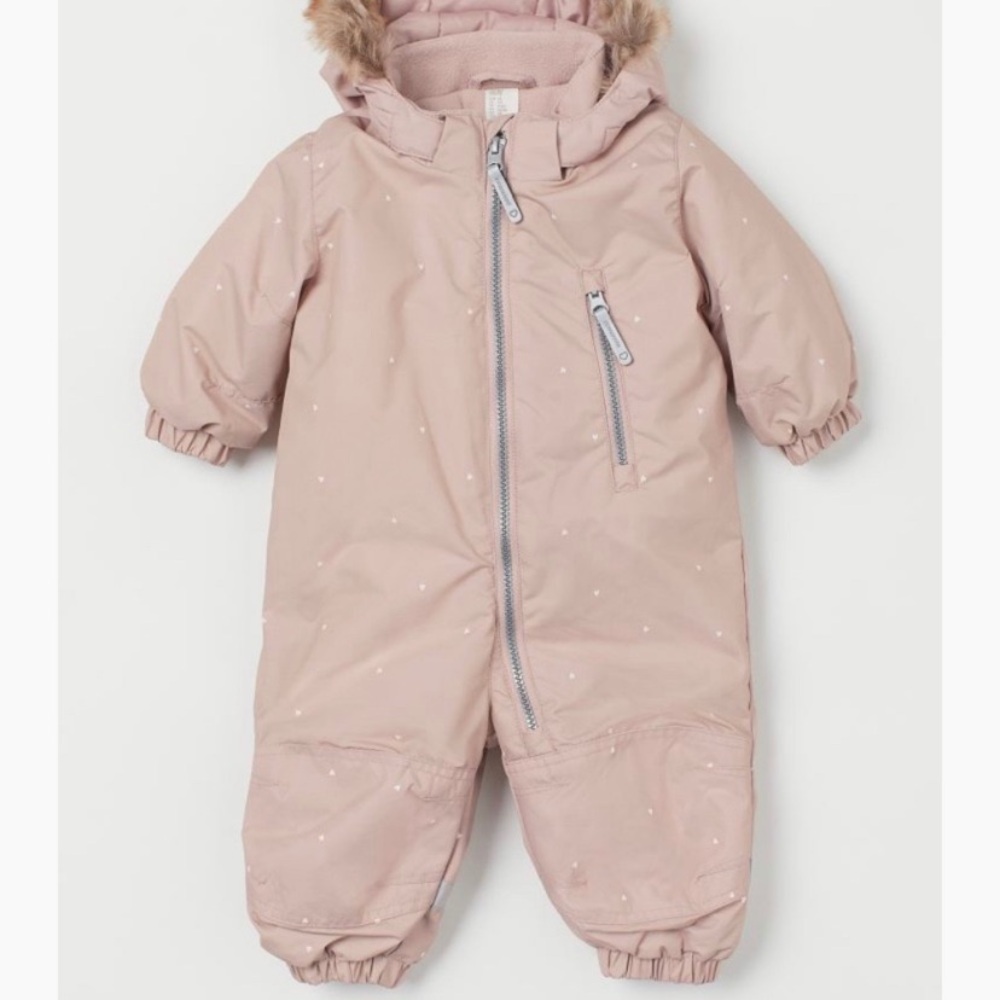 ❌SOLD❌ H&M water repellent Light Pink Baby Snowsuit super warm 18-24M 1.5-2T